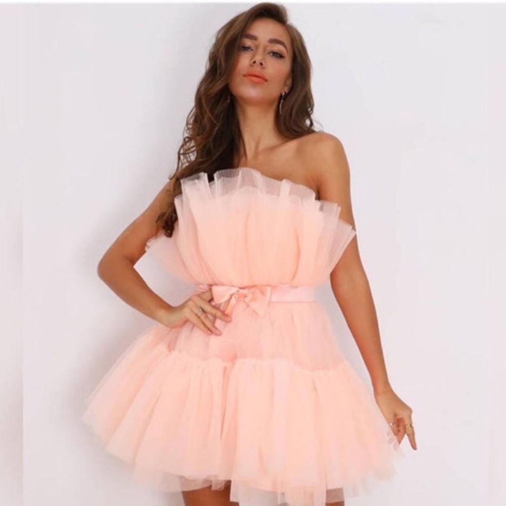 Tulle Dress Mini Peach - Size Small